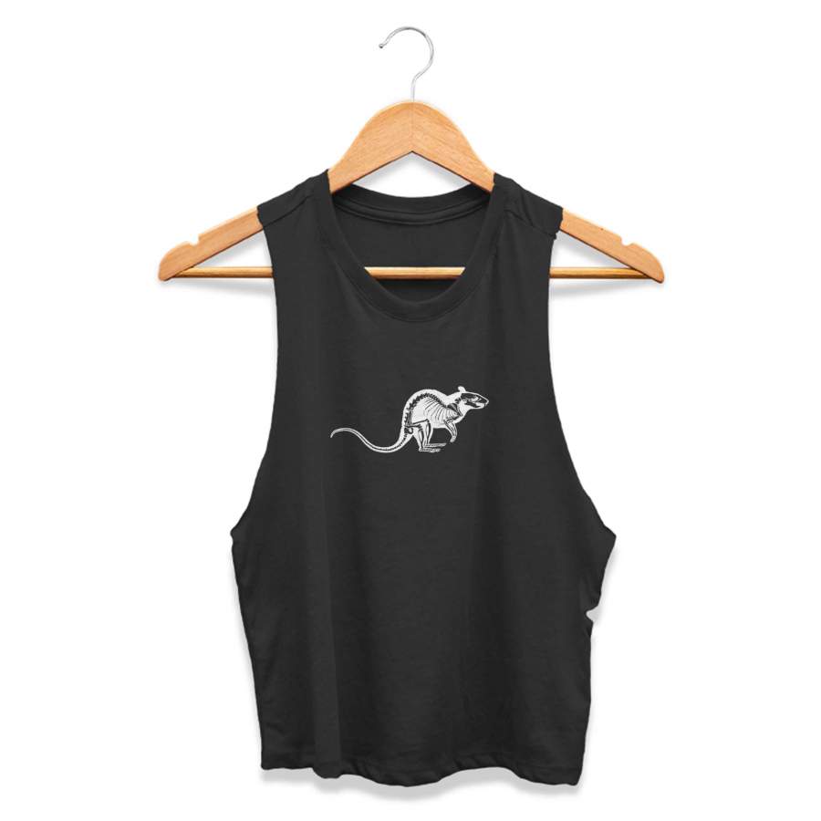 Rat Skeleton Animal Art Illustration Skull Artwork Punk Urban Gothic CPY Womans Crop Tanktop Tee