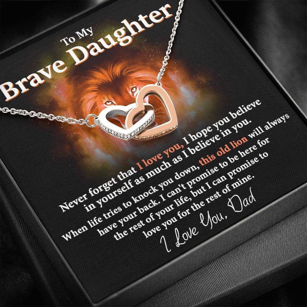 To My Brave Daughter – This Old Lion Will Always Have Your Back – Necklace