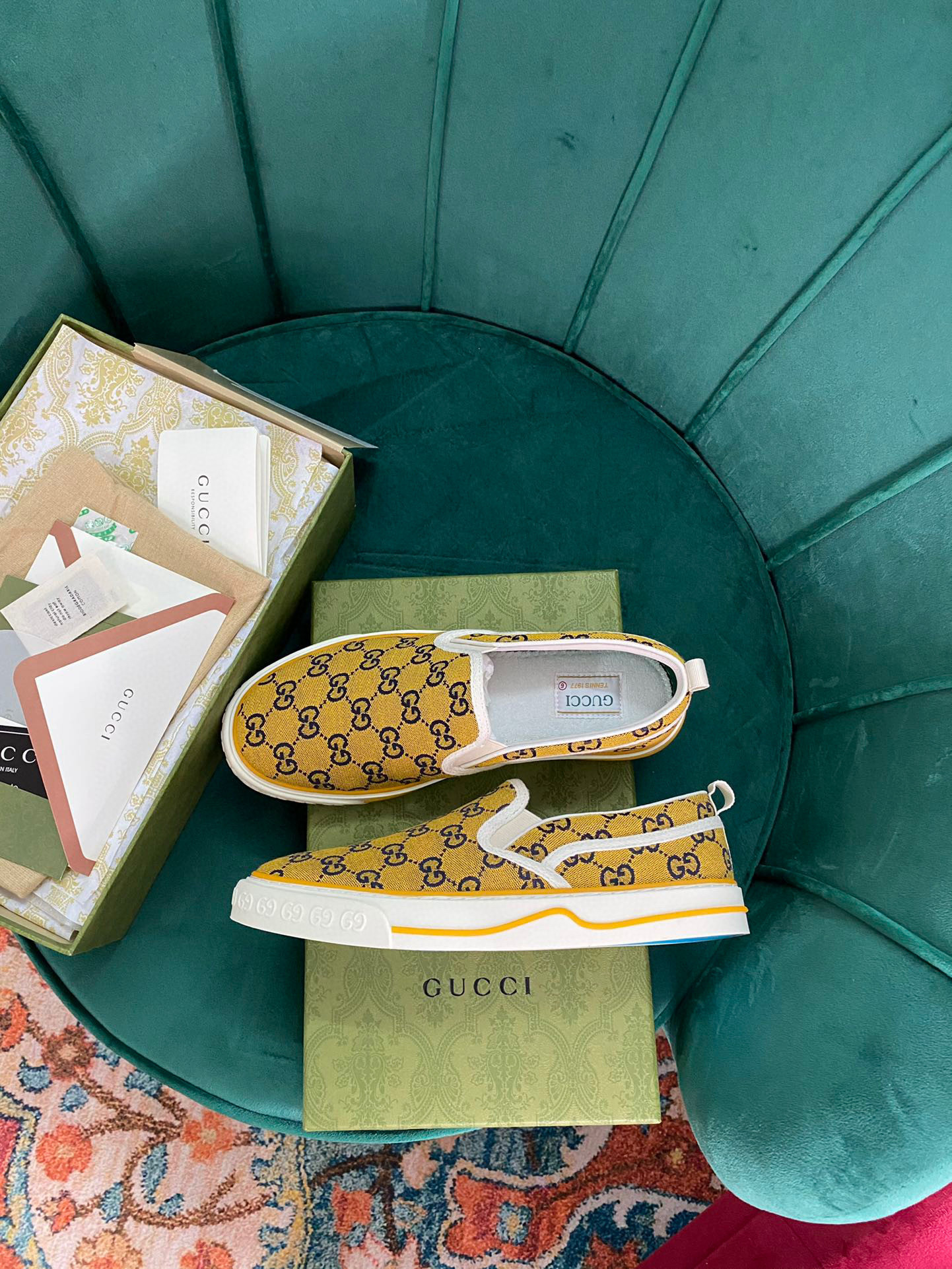 Gucci Tennis 1977 Slip-on Sneakers In Yellow, Men SNK671756556