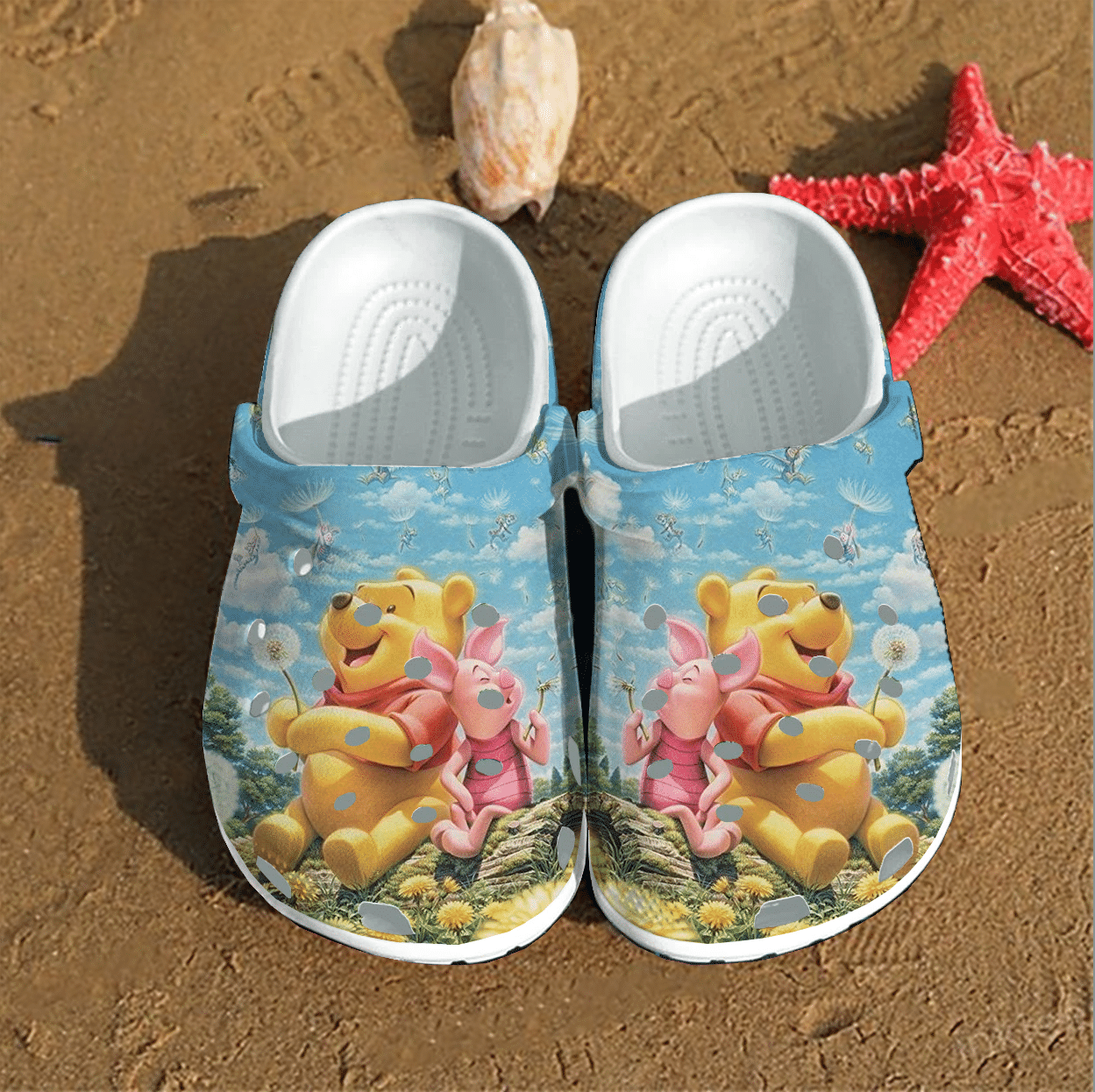 Pooh And Piglet Winnie The Pooh Gift For Fan Classic Water Rubber Crocs Crocband Clogs, Comfy Footwear