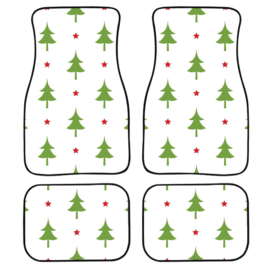 Christmas Tree And Star Pattern Print Front And Back Car Floor Mats, Front Car Mat