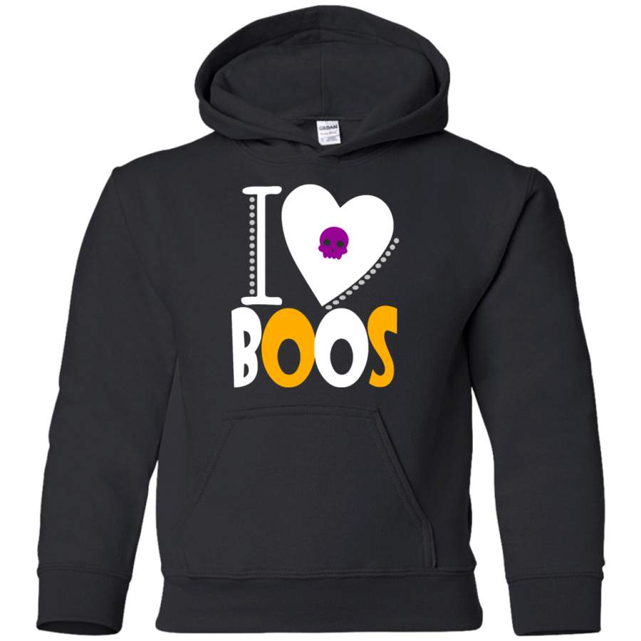 I love boos – but first wine, halloween Youth Pullover Hoodie