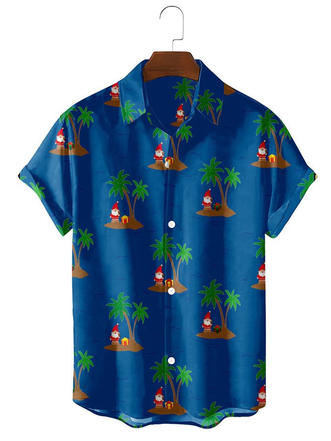 Santa Coconut Print Short Sleeve Hawaii Shirt Ha69309