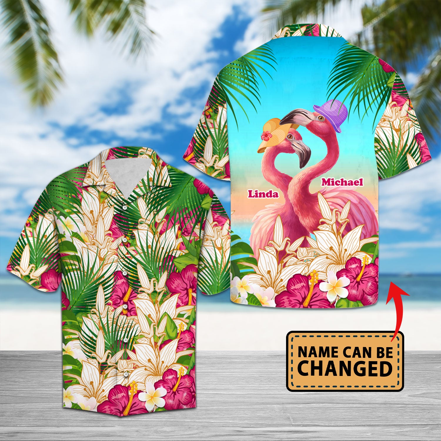 Tropical Flamingo Custom Couple Hawaii Shirt Personalizedwitch For Lover Ha102677