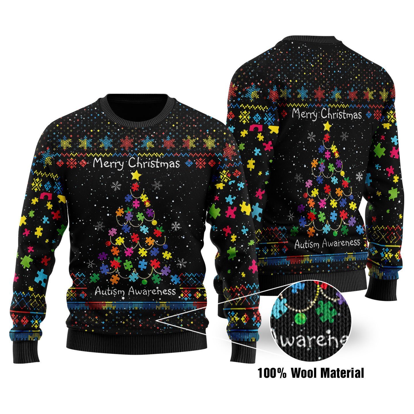 Autism Awareness Ugly Christmas Sweater | For Men & Women | Adult | Us1712