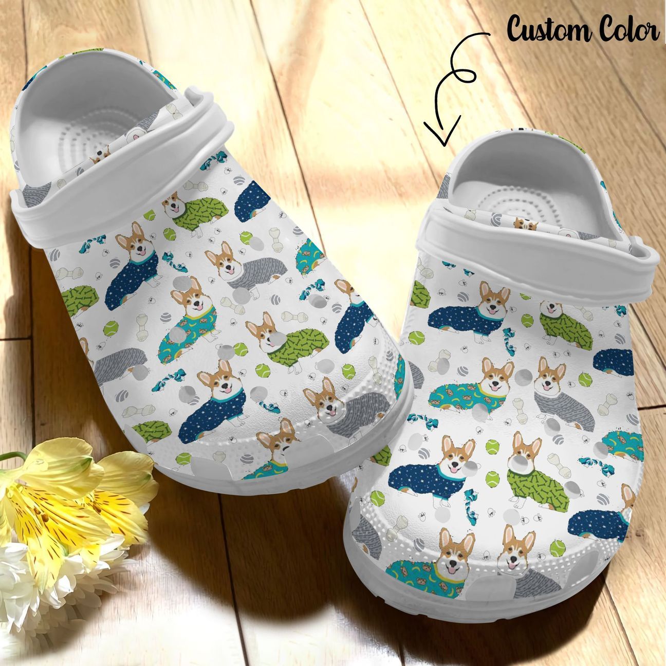 Corgi Personalize Clog, Custom Name, Text, Fashion Style For Women, Men, Kid, Print 3D Baby Corgi