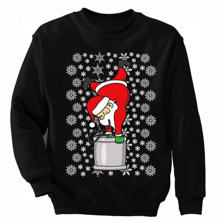 XtraFly Apparel Men’s Santa Keg Stand Beer Frat Ugly Christmas Pullover Crewneck-Sweatshirt