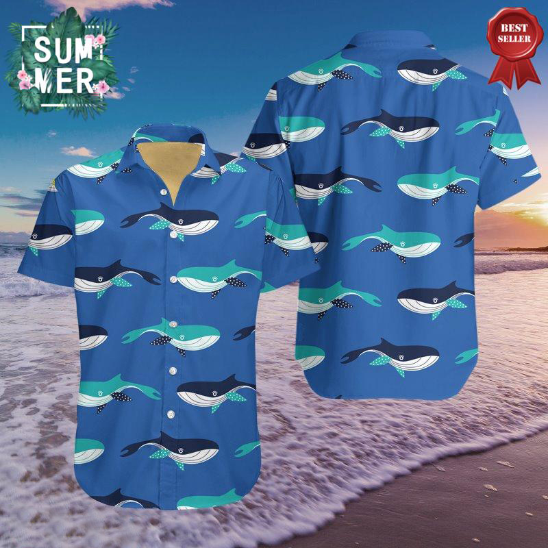 Whale Aloha Shirt, Hawaiian Shirt 0410