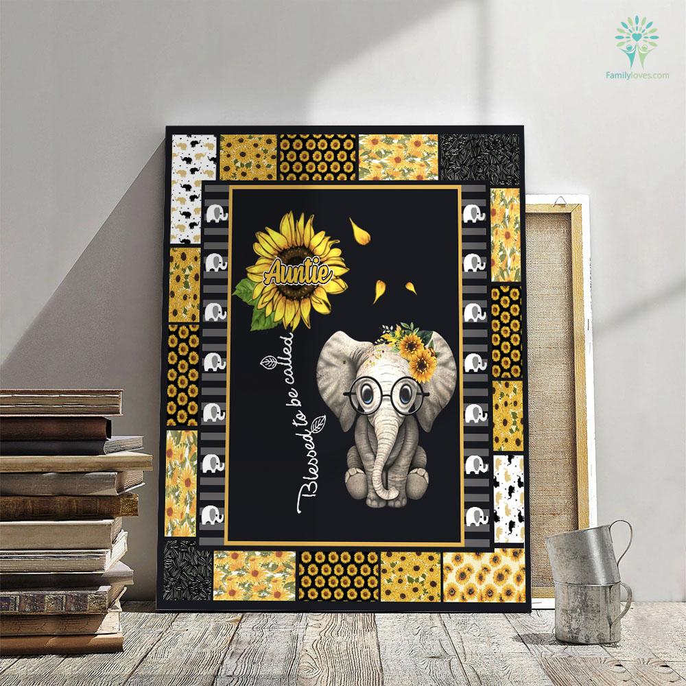 Limited Edition Elephant Sunflower Aunt Canvas