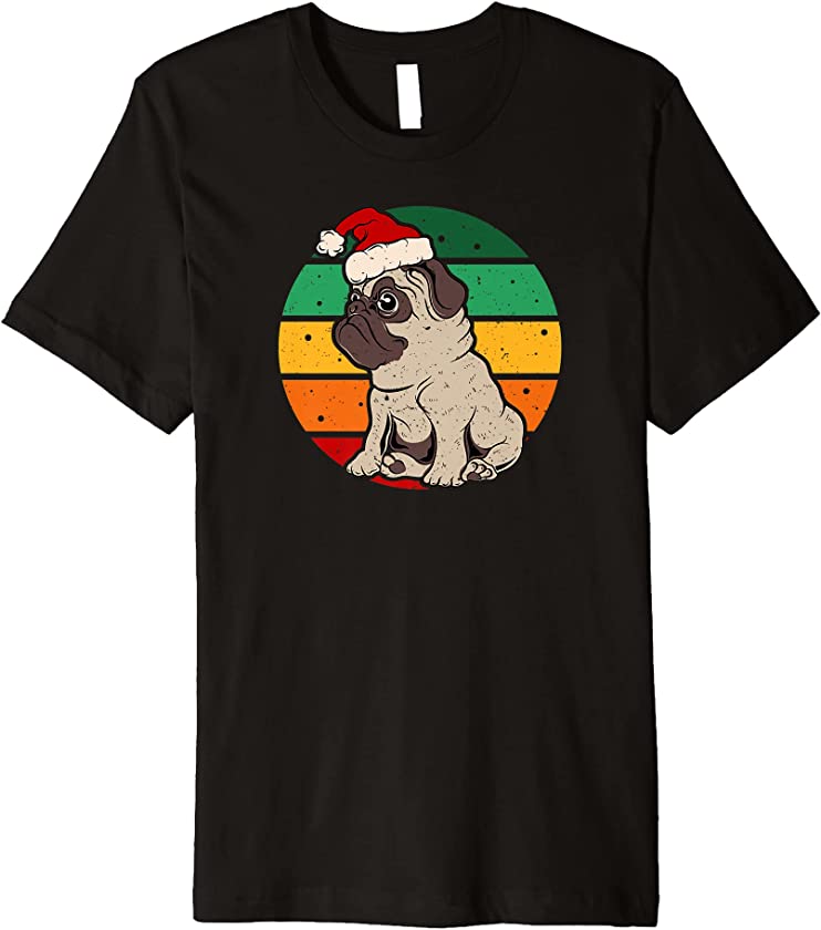 Pug Santa Claus Christmas Puppy Dog Vintage Holiday Xmas Premium T-Shirt