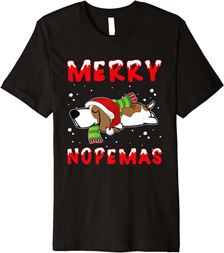 Merry Nopemas Basset Hound Pajamas Christmas Puppy Dog Lover Premium T-Shirt