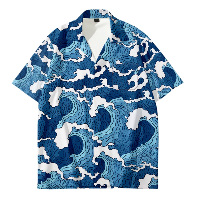 Demon Slayer Water Hashira Waves Fusion Cool Casual Holiday Beach Style Short Sleeve Hawaii Shirt Ha1184