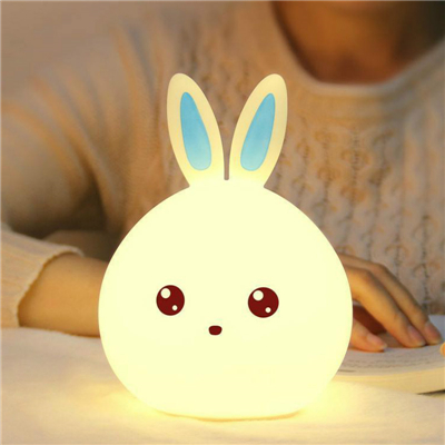 Soft Silicone Night Light Cute Rabbit Lamp Touch Sensor Colorful Bedroom Cartoon Decor Bedside Lamp for Children Kid’s Gift alx