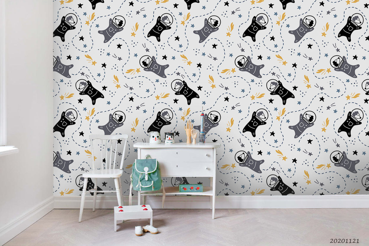 3D Cartoon Animal Astronaut Wall Mural Wallpaper Lqh 78