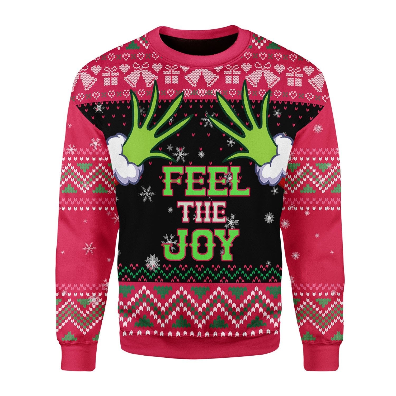 Customspig Christmas Sweater Feel The Joy Grinch 3D Apparel