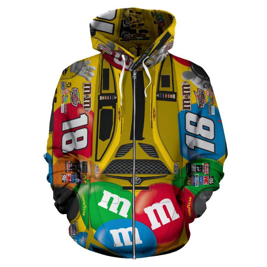 Kyle Busch All Over ZipUp Hoodie Redditprint Store