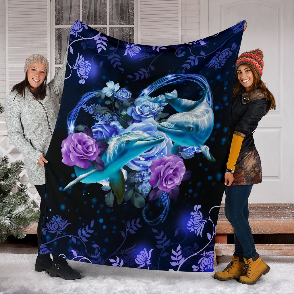 Dolphin Premium Blanket Dolphin And Flower Fleece Blanket