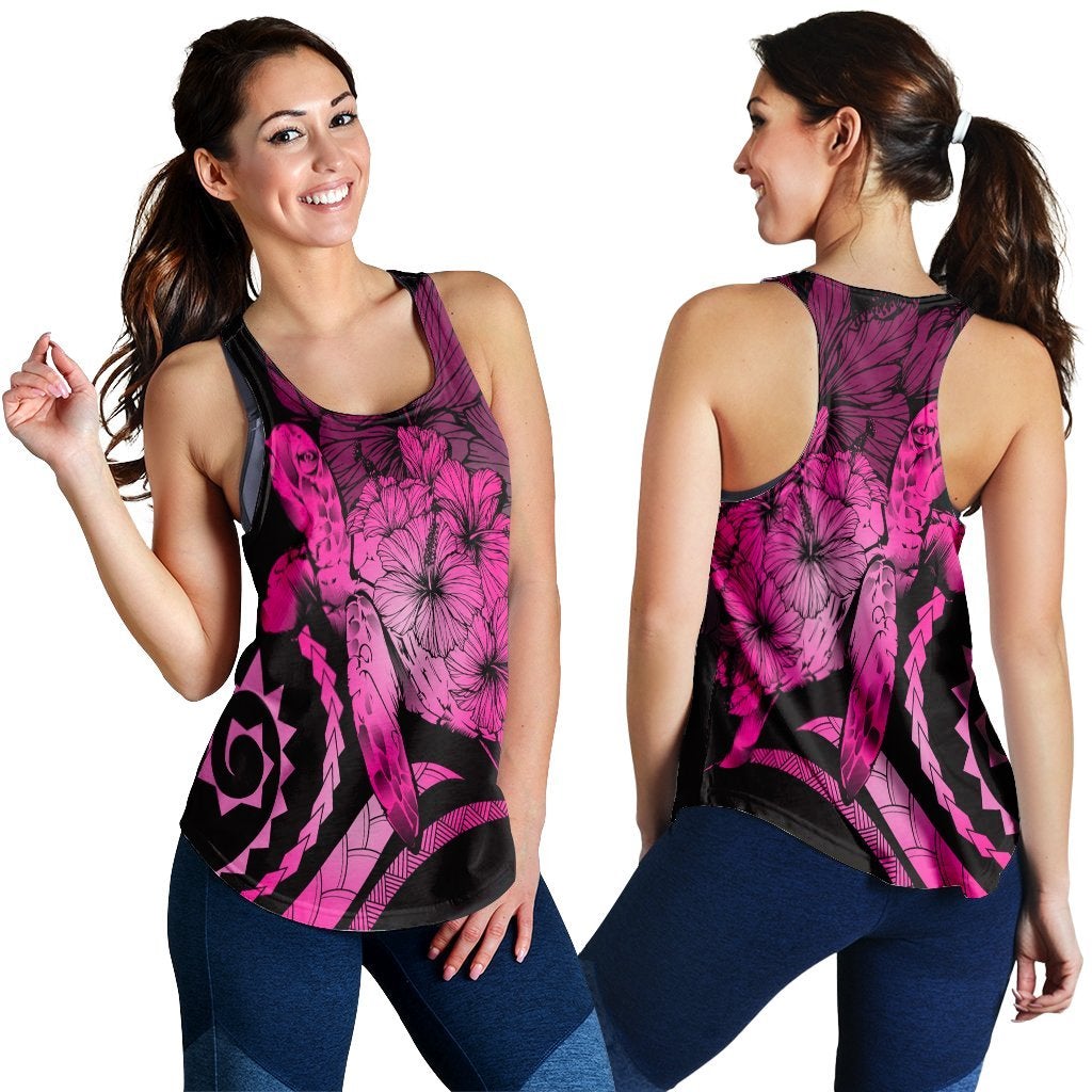 Hawaii Turtle Hibiscus Polynesian Vintage Racerback Tank Pink Ah Ha16969