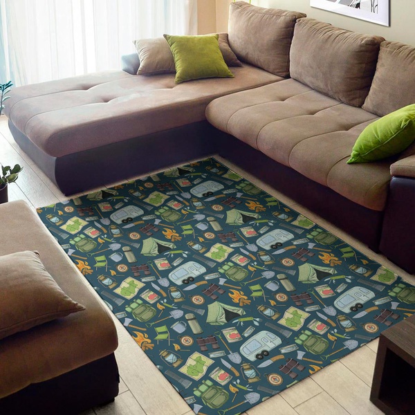 Camping Equipment Pattern Print Area Rug