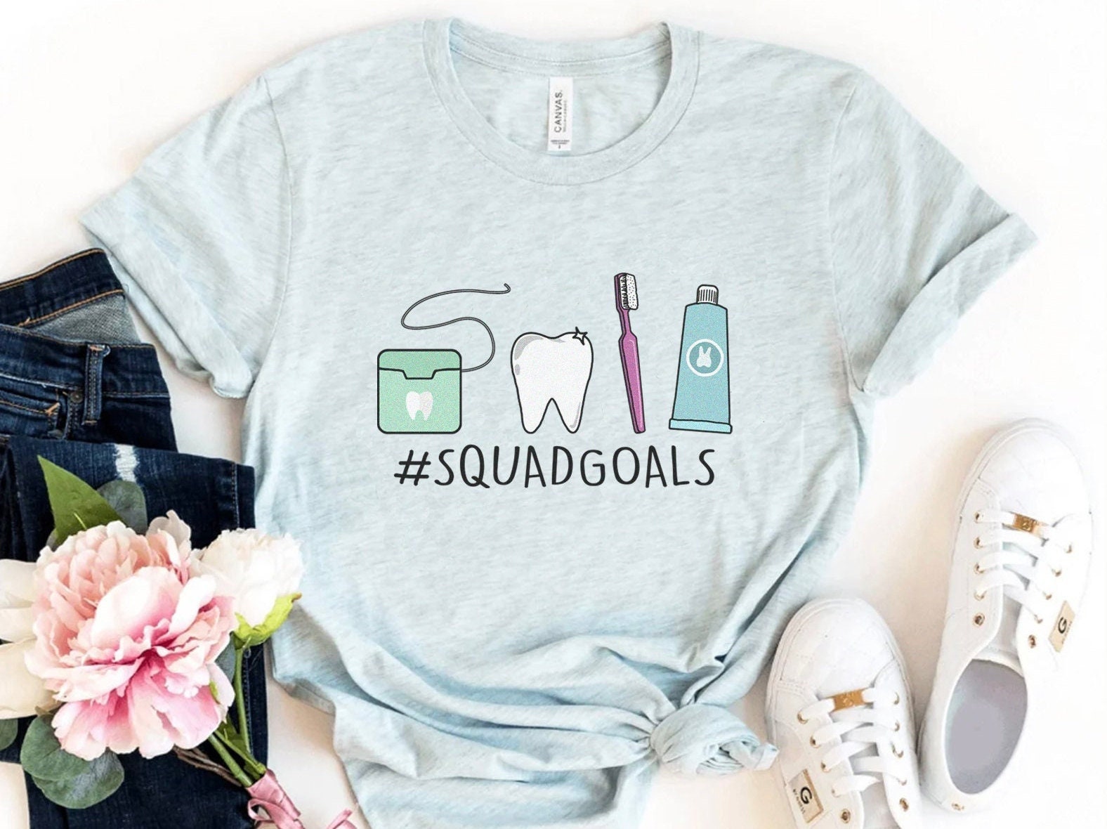 Dental Squad Goals T-Shirt, Cute Dental Hygienist Dentist Office Tooth Shirt, Dentist Crew Squad Tshirt Tee Dental Life Graduation Gift