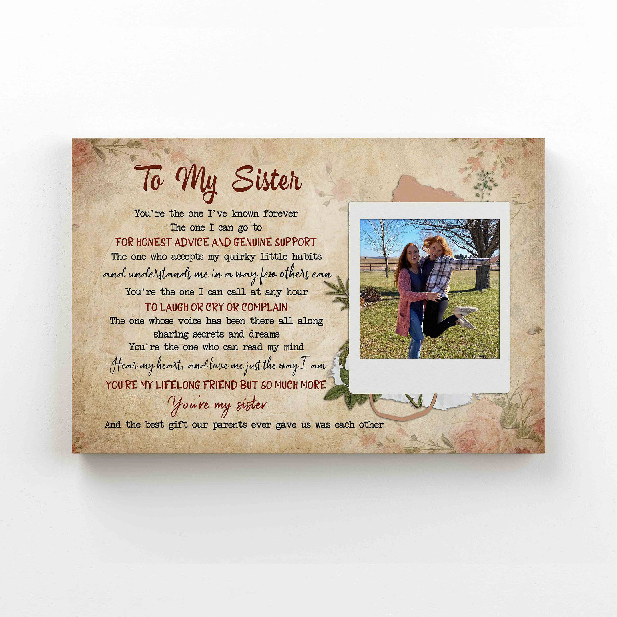 Personalized Photo Canvas, To My Sister Canvas, You’Re My Sister Canvas, Family Canvas, Gift Canvas, Christmas Canvas