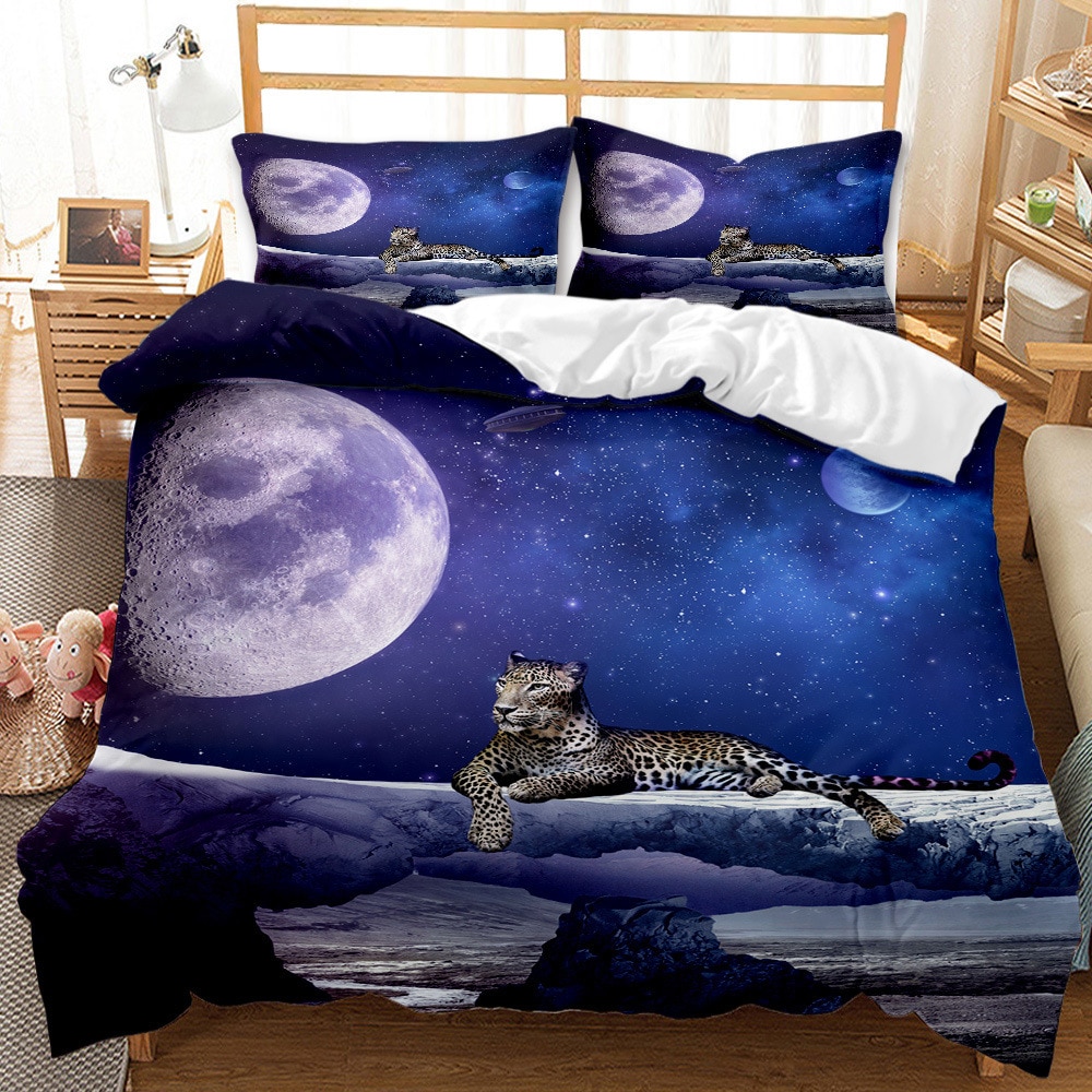 3D Dold Leopard Duvet Cover Pillowcases 2-3Pcs Aniaml Bedding Sets For Adults Luxury Bedclothes Decor Home Textiles