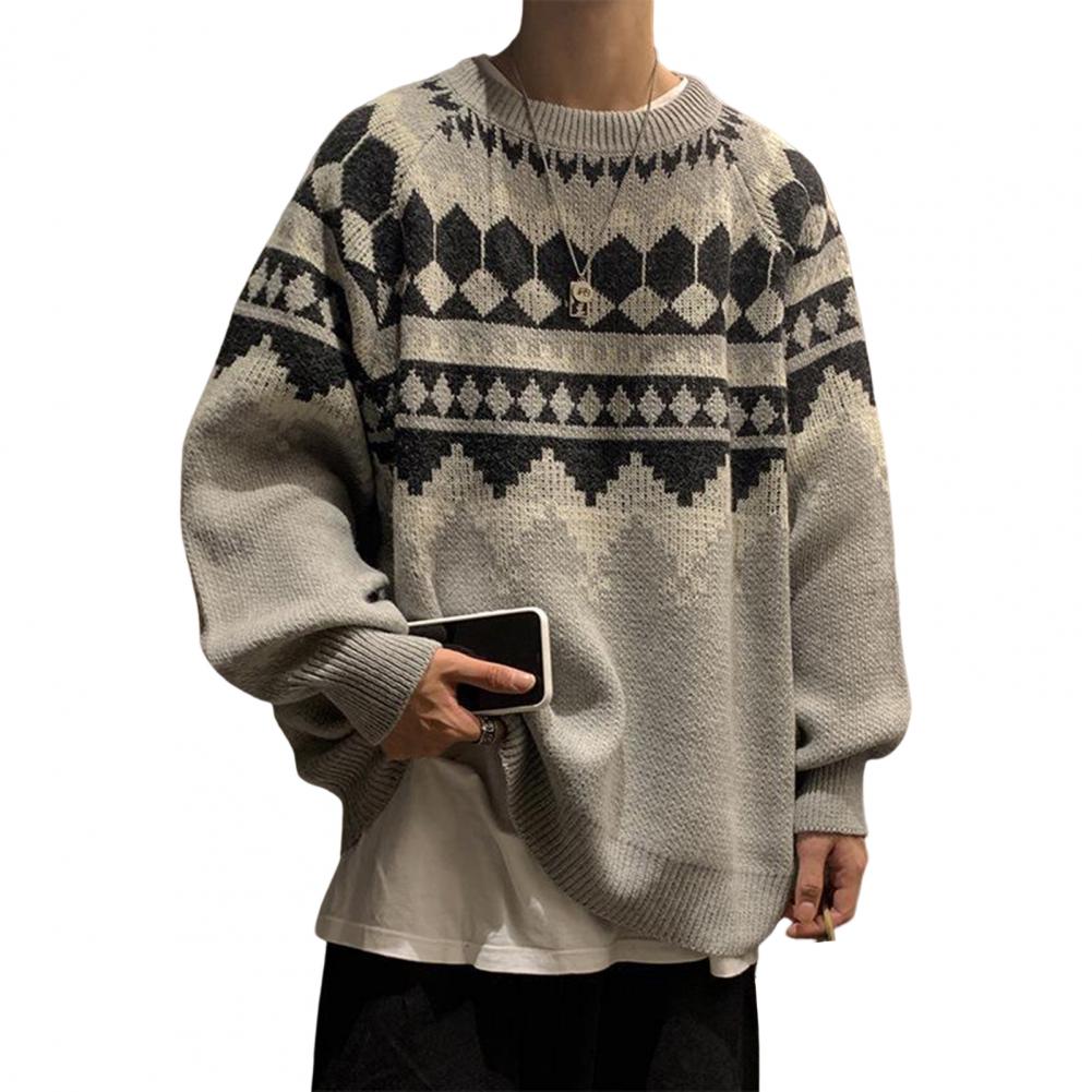 Student Shirt Crew Neck Long Sleeve Men Sweater Fashion Pattern Keep Warm Pullover Sweater Autumn Winter Windproof Men Knitwear alx