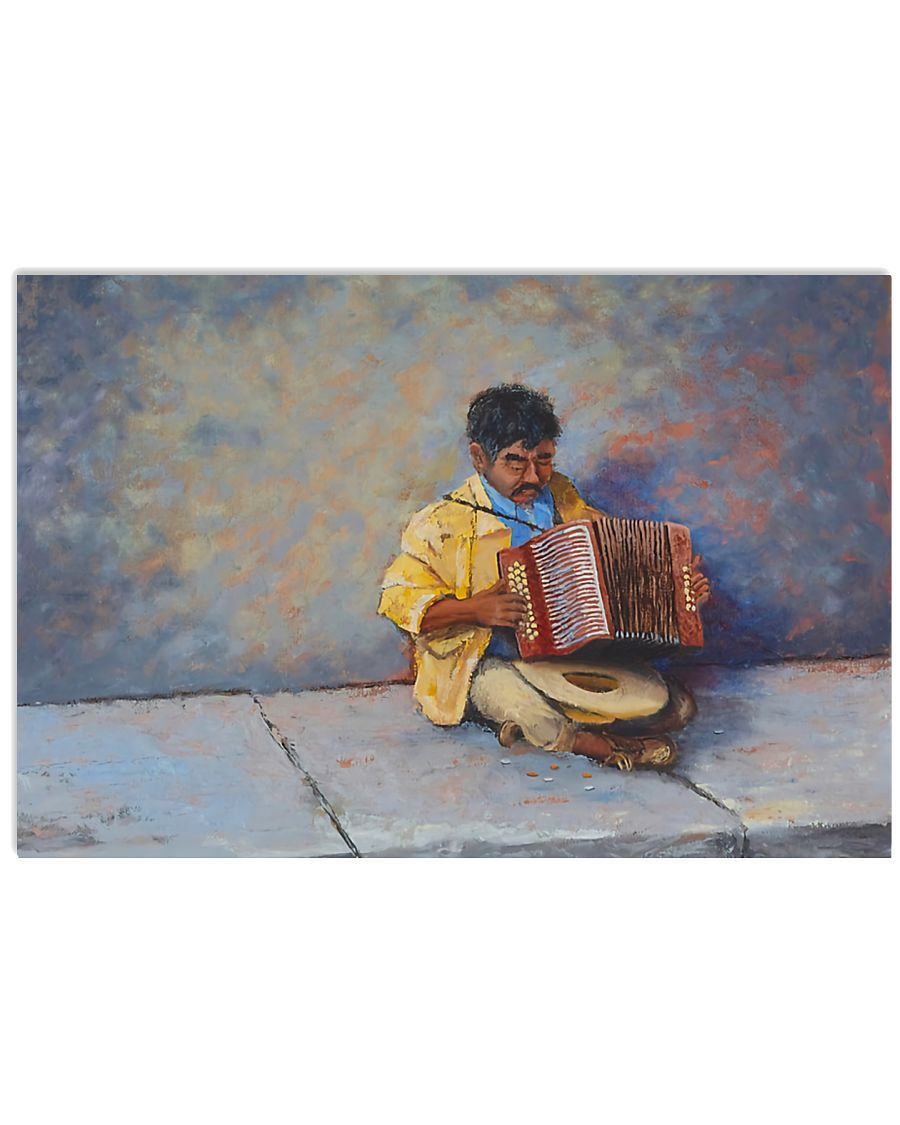 Accordionist Man Plays Accordion Horizontal Canvas And Poster | Wall Decor Visual Art