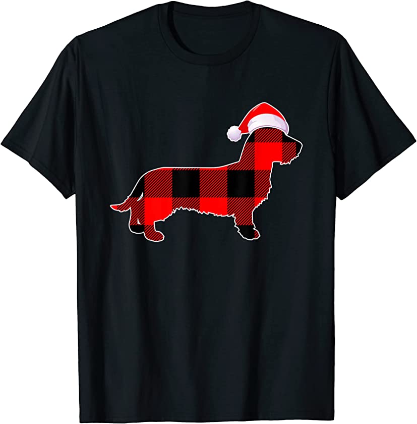 Red Plaid Santa Christmas Dachshund Dog Puppy Lover T-Shirt