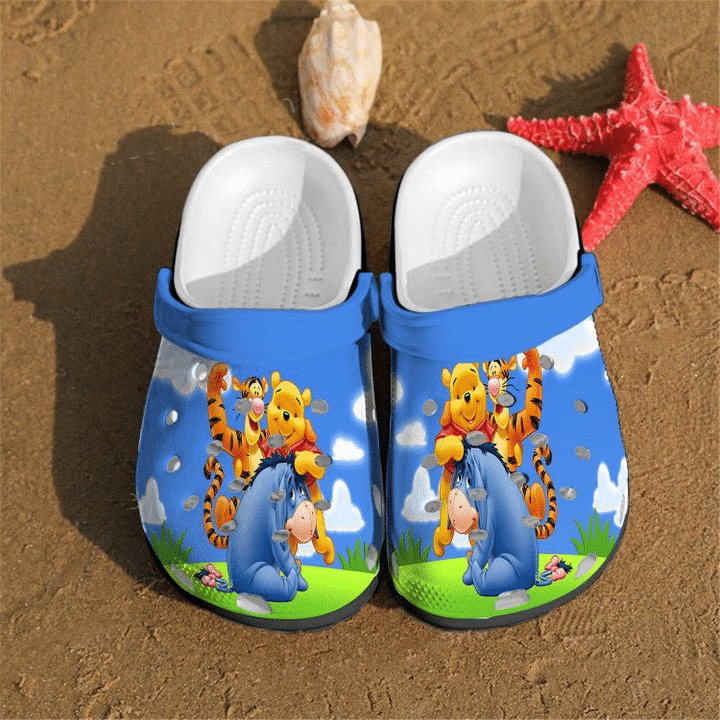 Pooh Bear Winnie-the-Pooh Rubber Crocs Crocband Clogs, Comfy Footwear TL97