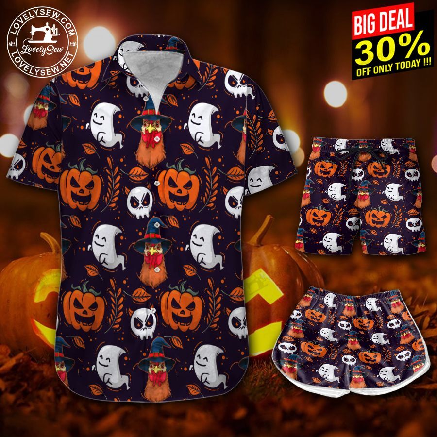 Chicken Halloween Hawaian Shirt Shorts Ha71670