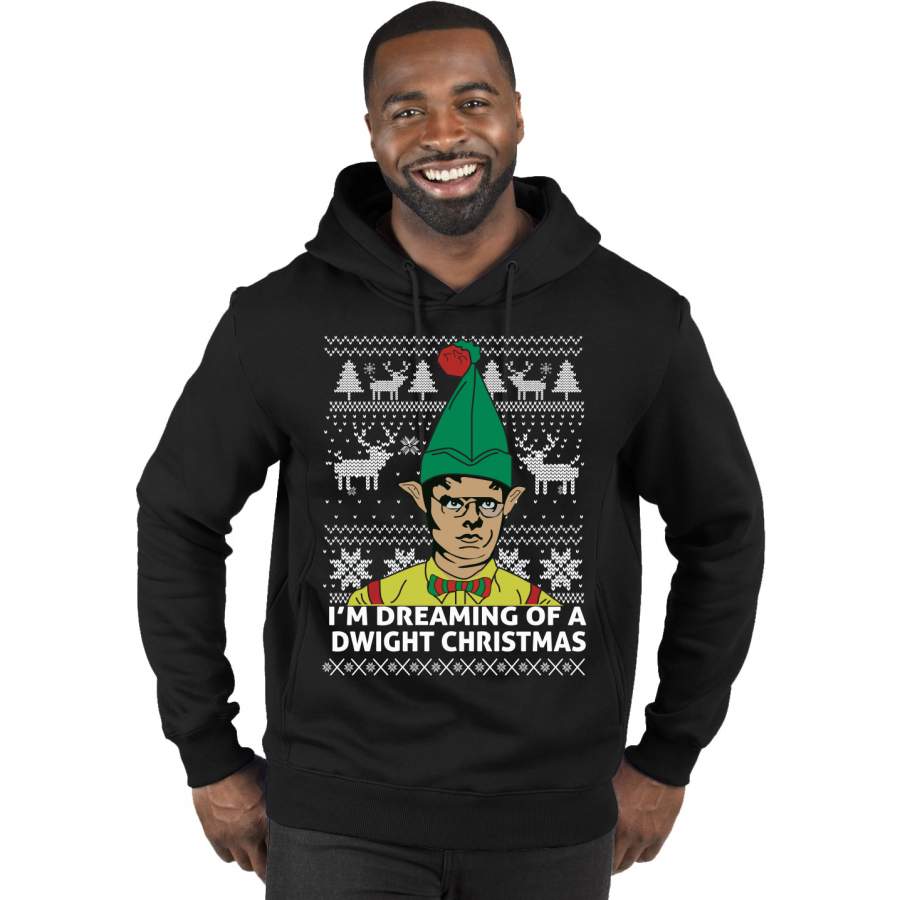 The Office Dwight Dreaming Of A Dwight Christmas Ugly Christmas Sweater Premium Graphic Hoodie Sweatshirt