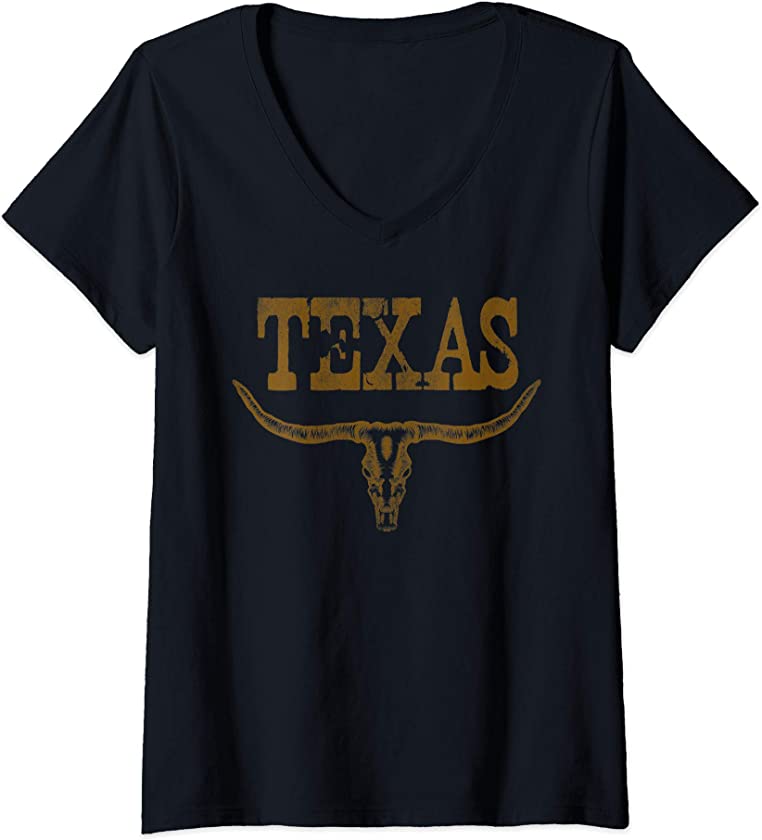 Womens Vintage Texas Longhorn Lone Star State Don’t Mess With Shirt V-Neck T-Shirt