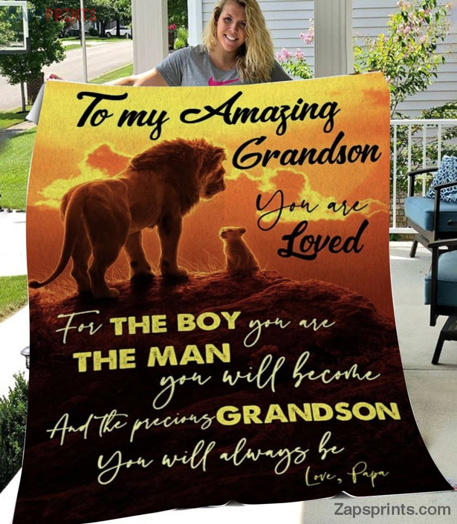 Gift For Grandson – To My Grandson – Lion – For The Boy You Are – Grandma Gift To Grandson – Blanket