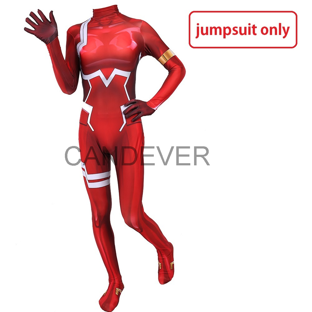 Anime Darling In The franxx 02 Zero Two 3D Printing Cosplay Costume For Women Halloween Costume Wig Bodysuit Zentai Suit alx