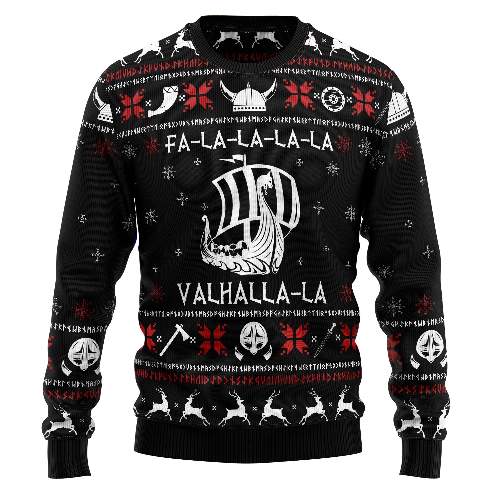 Valhalla Viking Ugly Christmas Sweater – Christmas Crewneck Sweater T-Shirt