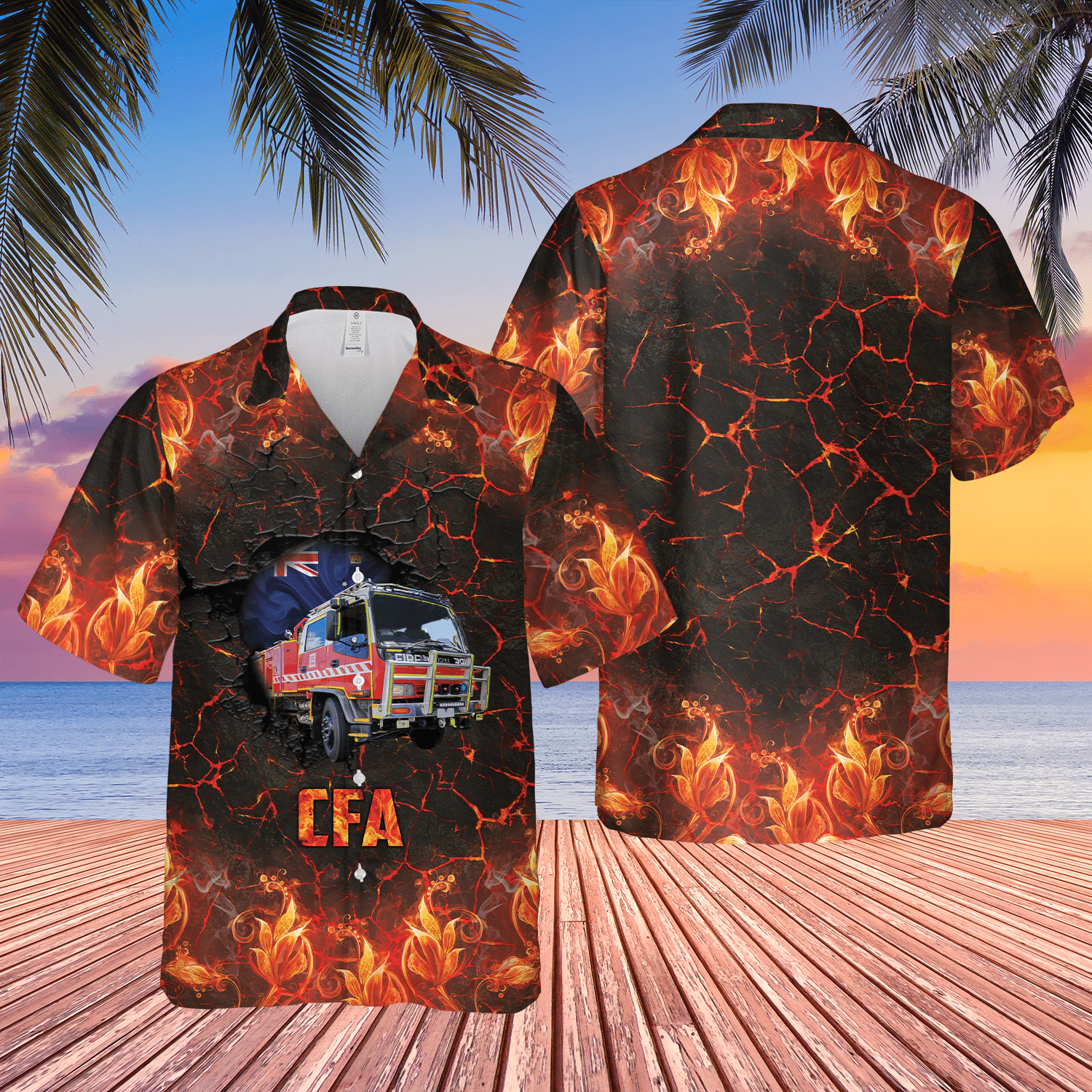 Victoria Fire Service Truck Short Sleeve  Black High Quality Unisex Hawaiian Shirt For Men And Women Dhc17063326