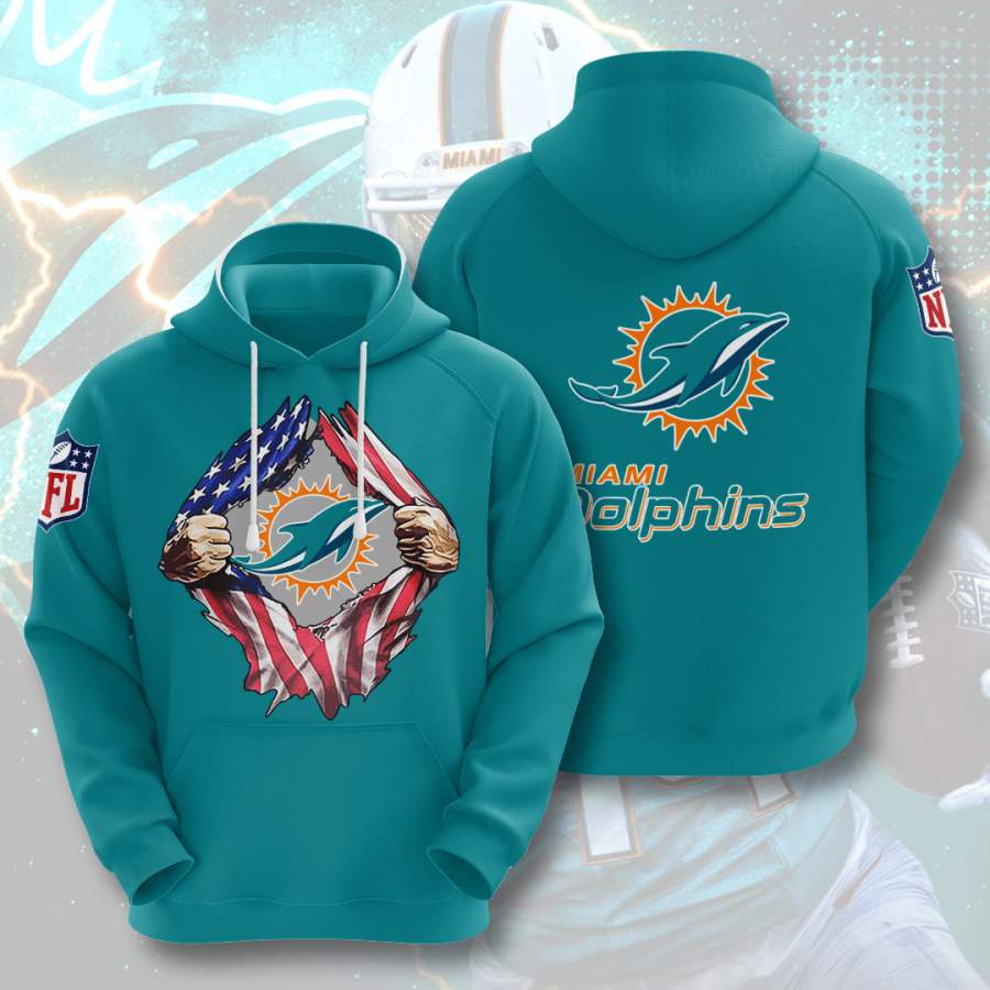 Miami Dolphins 3D Printed Hooded Pocket Pullover Hoodie