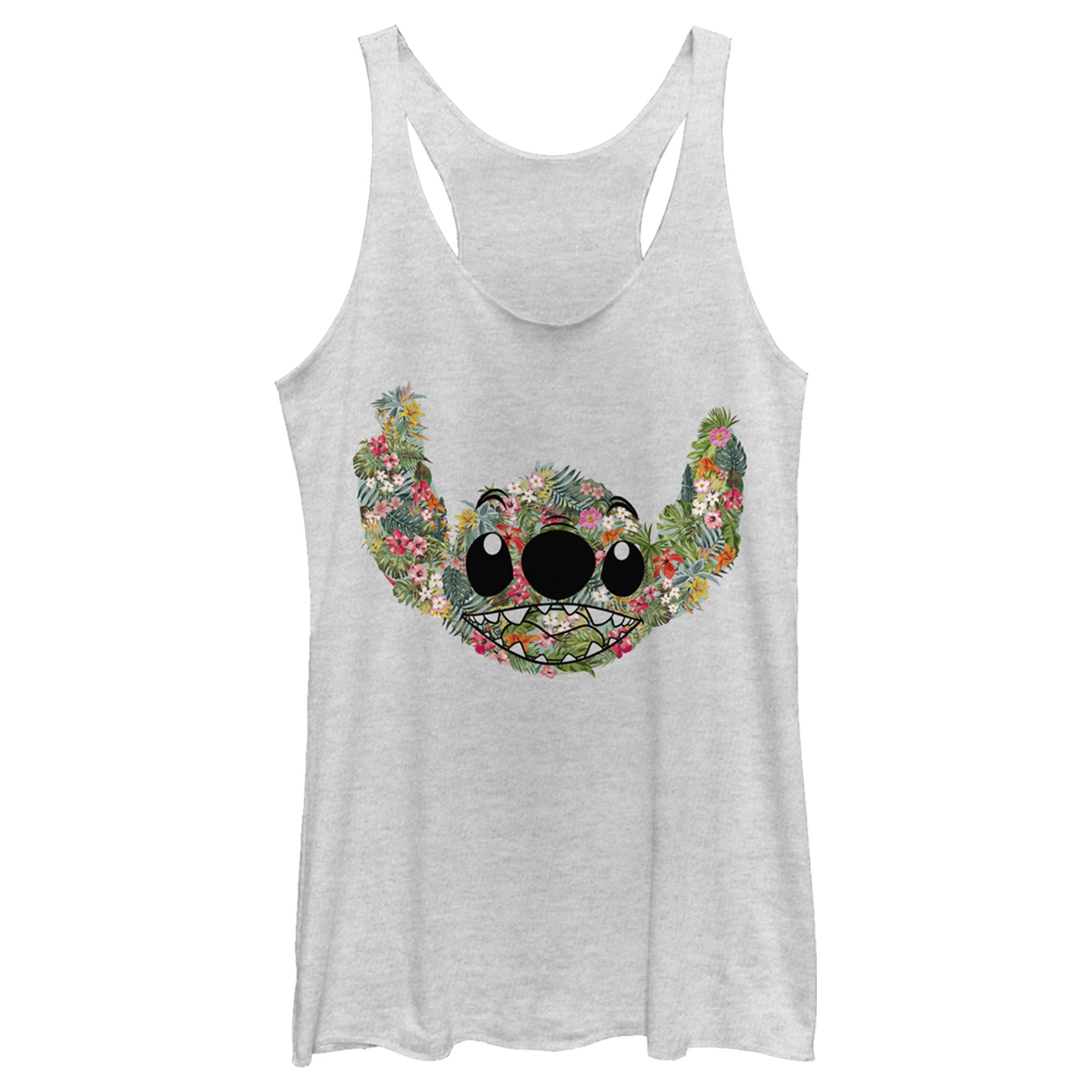 Women’S Lilo & Stitch Tropical Flower Big Face Racerback Tank Top