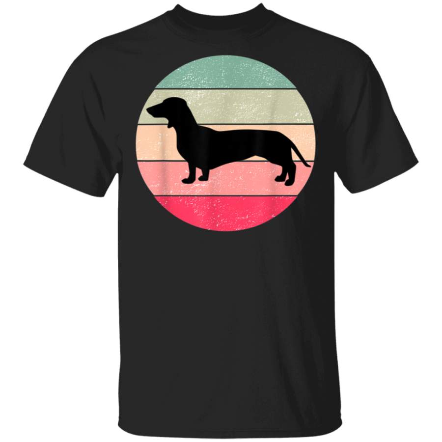 Retro Dachshund Sausage Dog Mom Dad Vintage Sunset Design TShirt