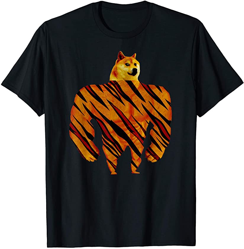 Tiger Swole Doge DogeCoin Crypto Meme HODL Dogepard Shiba T-Shirt