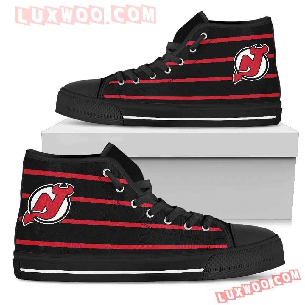 Edge Straight Perfect Circle New Jersey Devils High Top Shoes Sport Sneakers