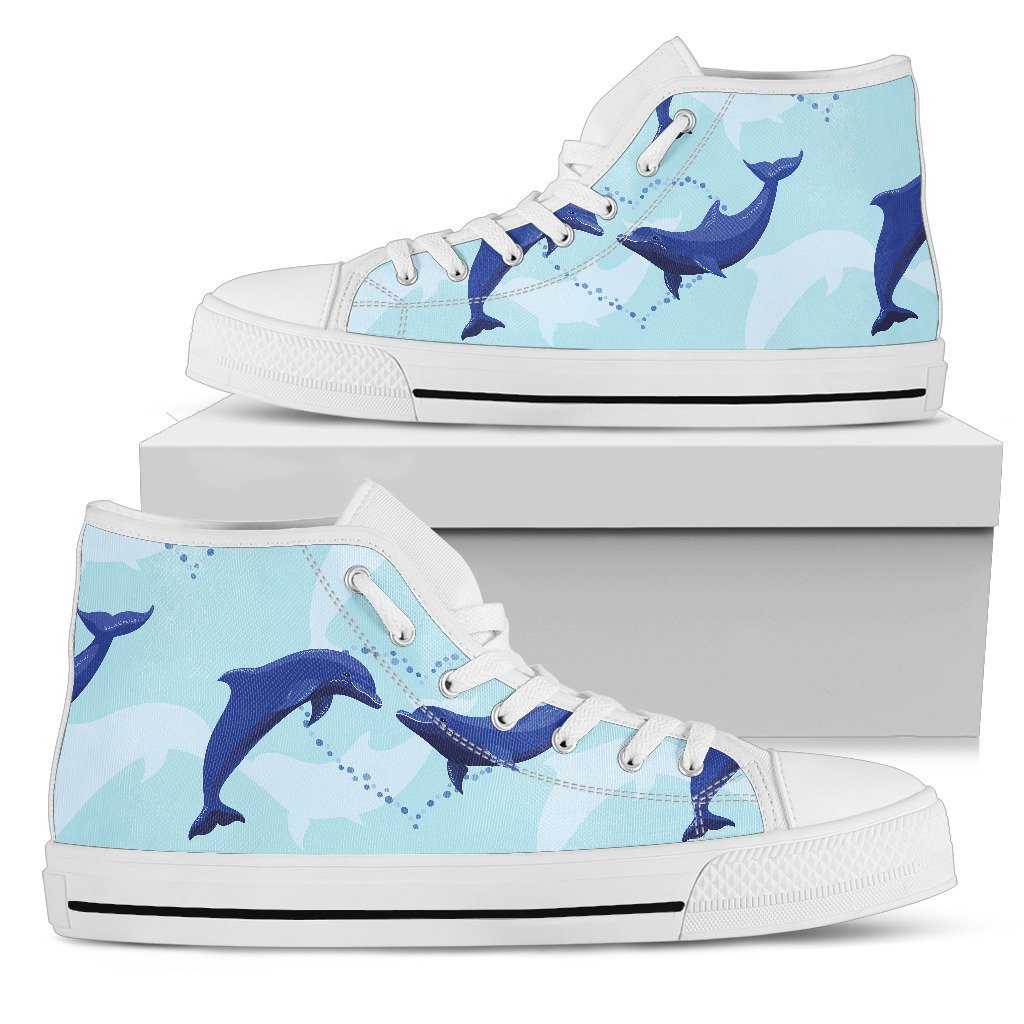 Dolphin Heart Pattern Men High Top Shoes