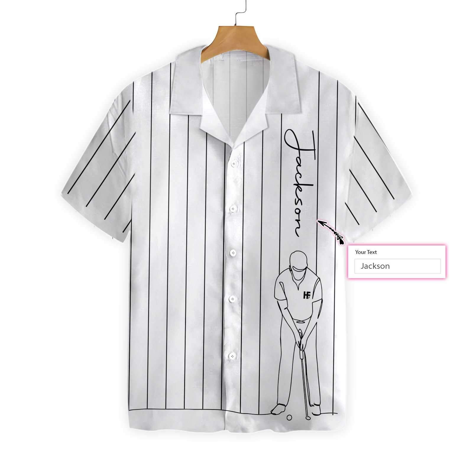 Personalized White Version One Line Drawing Golfer 2901 Custom Hawaii Shirt Ha102533