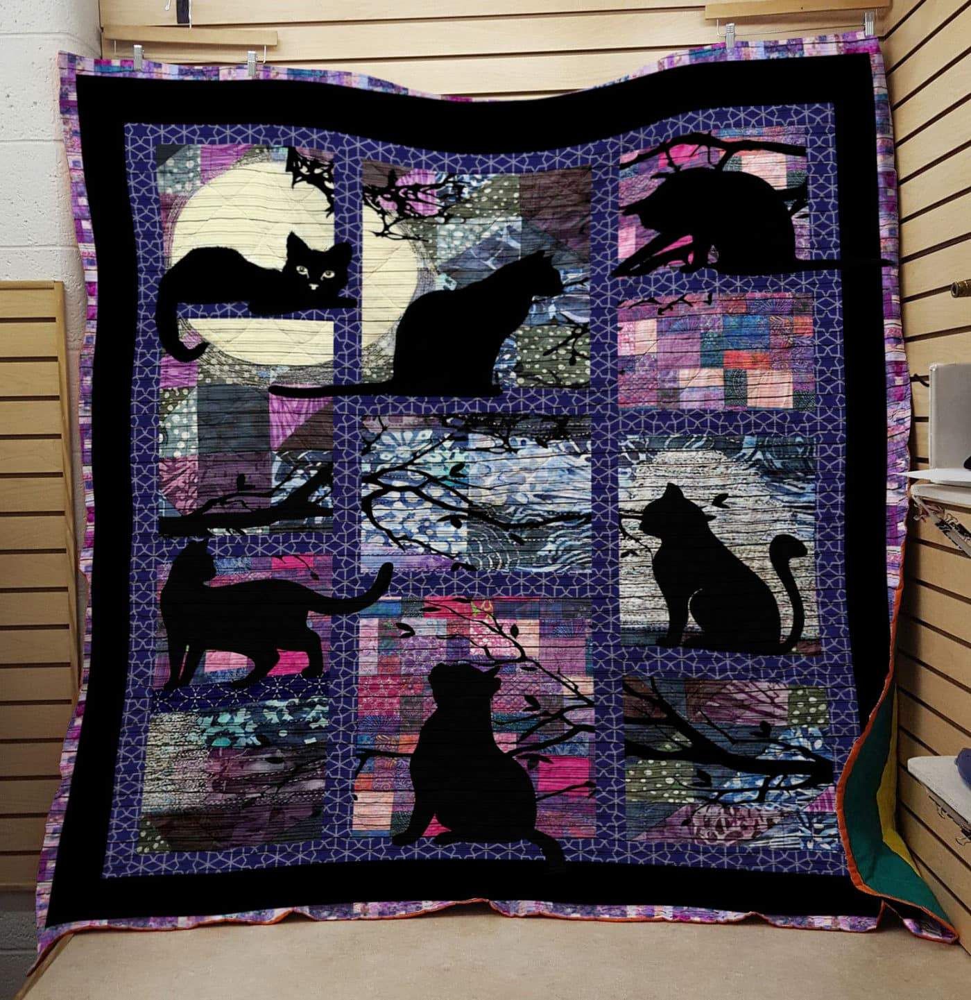 Cat black 3D Quilt Blanket HGM30