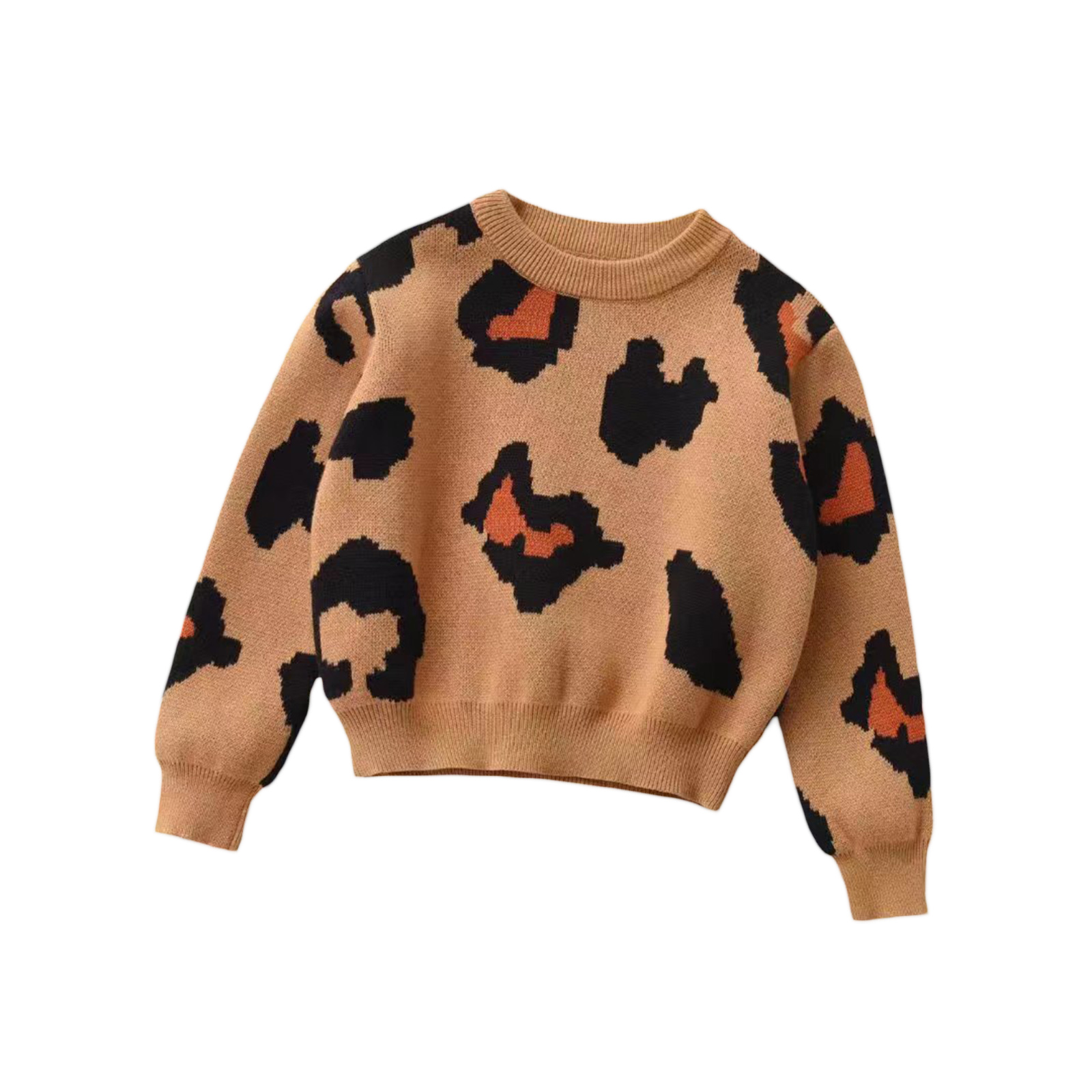 1-6Y Autumn Winter Warm Baby Leopard Print O-Neck Sweater Kid Girl Boy Loose Fit Long Sleeve Knitted Pullover Top alx