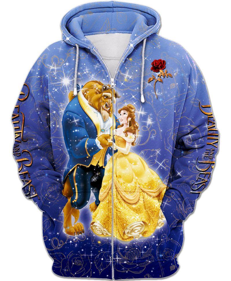 Blue Beauty And The Beast Zip-Up Hoodie