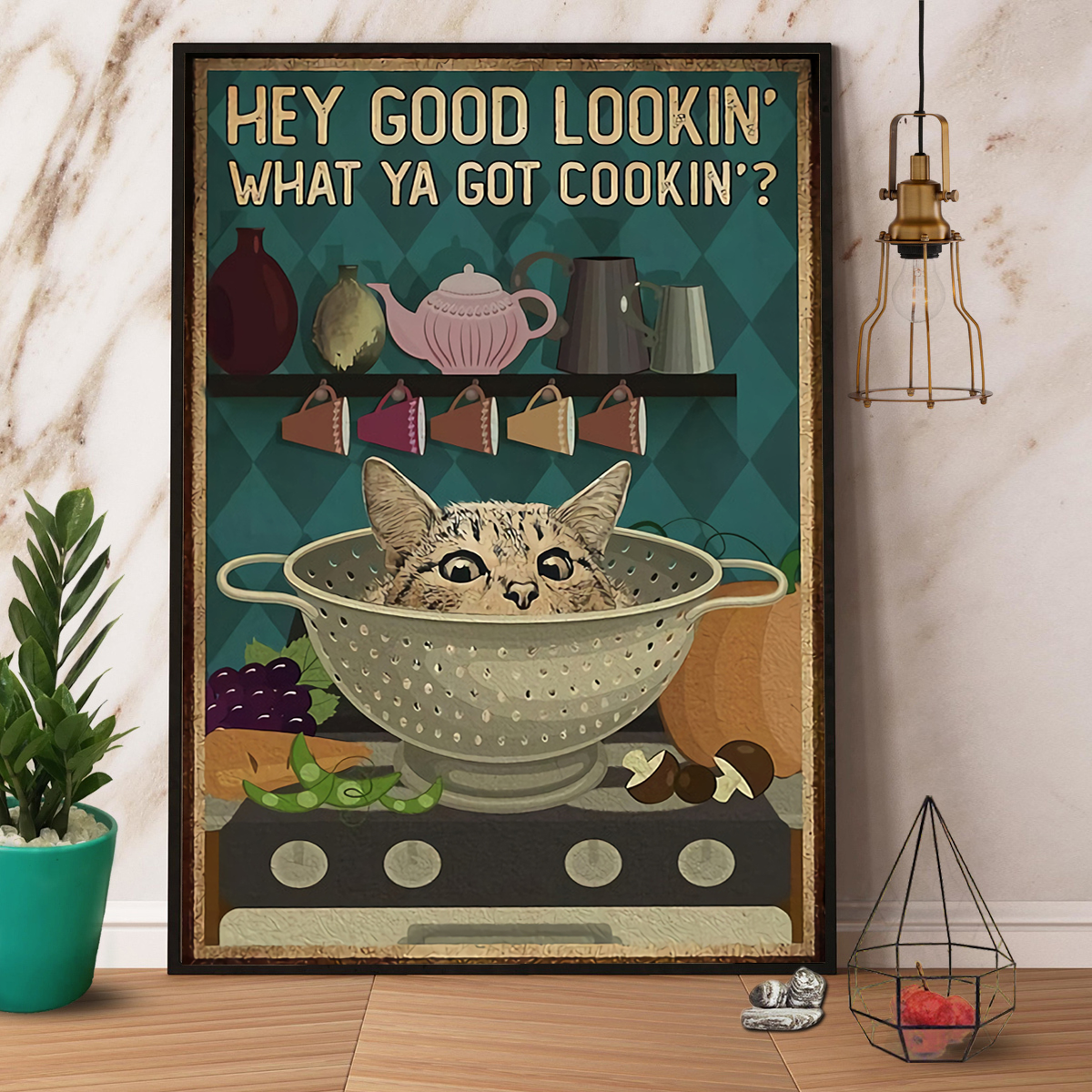 Cat In Kitchen Hey Good Lookin’ Vintage Poster No Frame