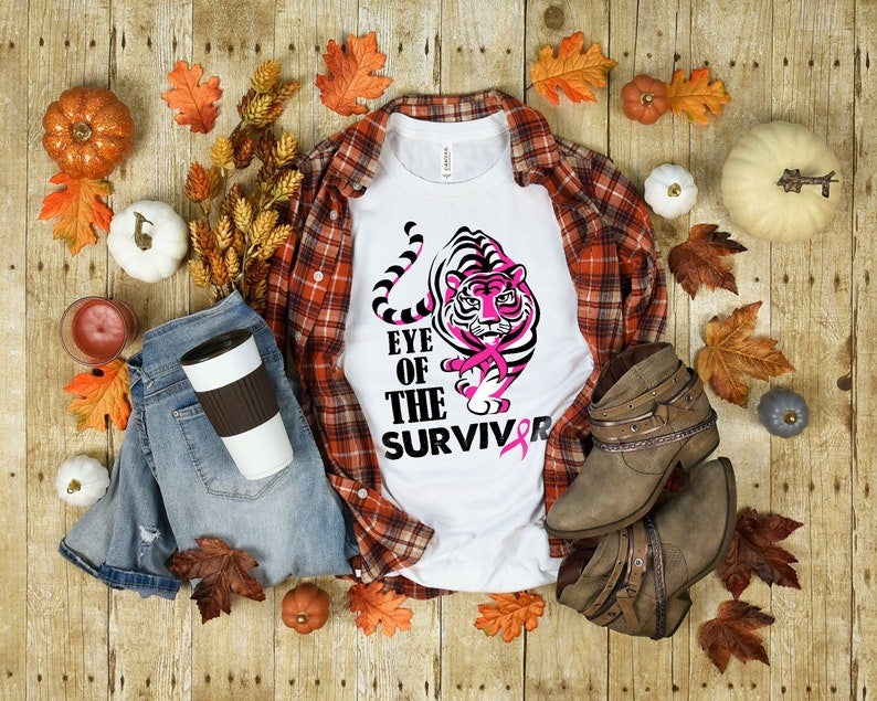 Eye Of The Breast Cancer Survivor Shirt, Pink Ribbon Tiger Shirt For Breast Cancer Awareness