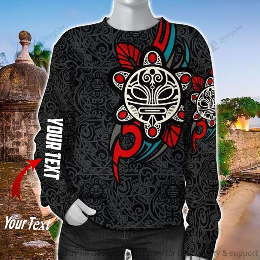 Puerto Rico Hoodie Puerto Rican Tribal Tattoos Taino Sun Tribal Pullover Zip Up Hoodie Sweatshirt Us Unisex Size Hg